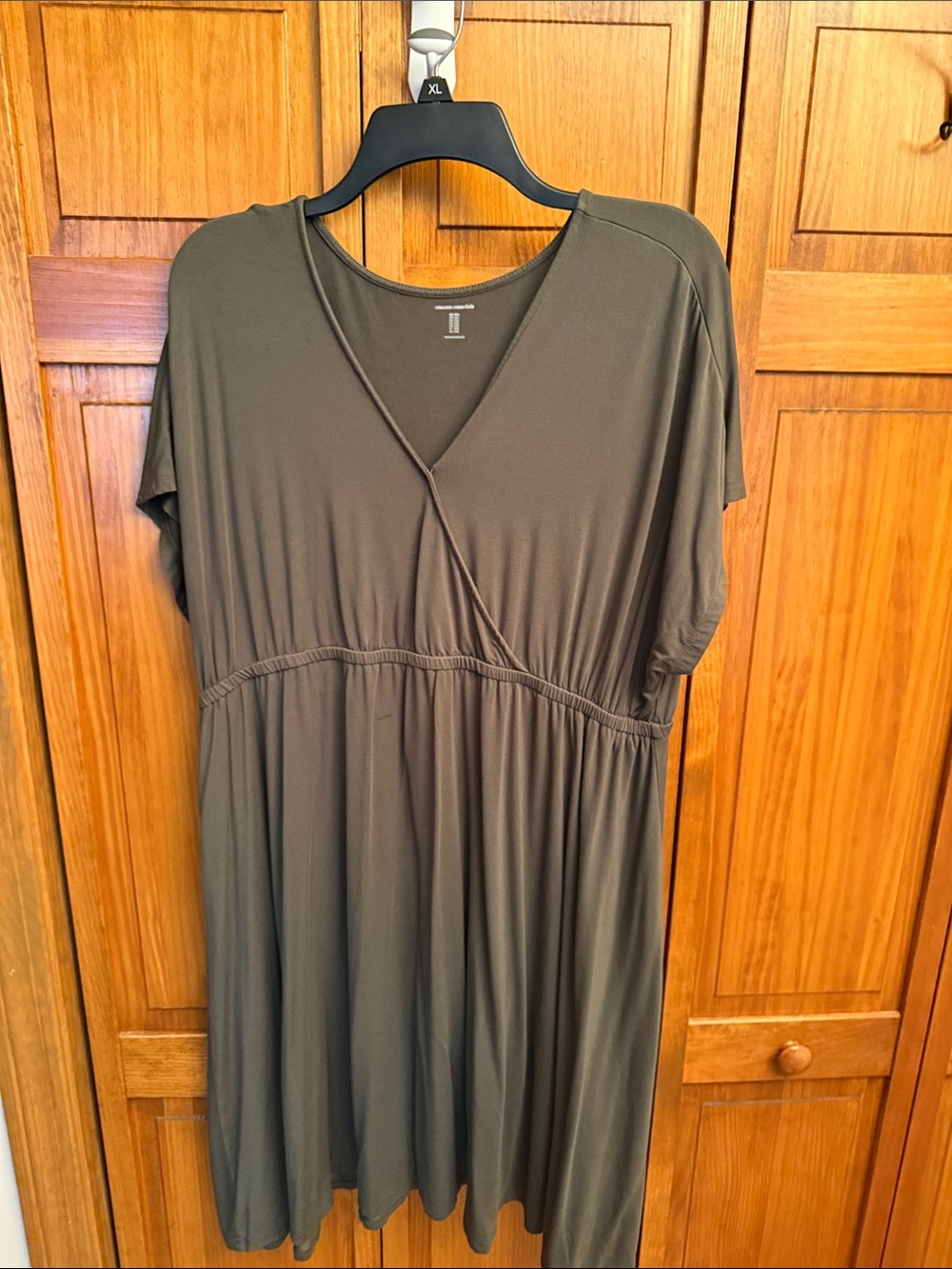 Olive V-Neck Short Sleeve Midi Dress size xxl